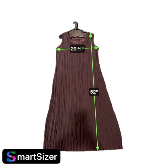 Brown Sleeveless Scoop Neck Crinkle Texture Long Plus Size Dress - Picture 5 of 7